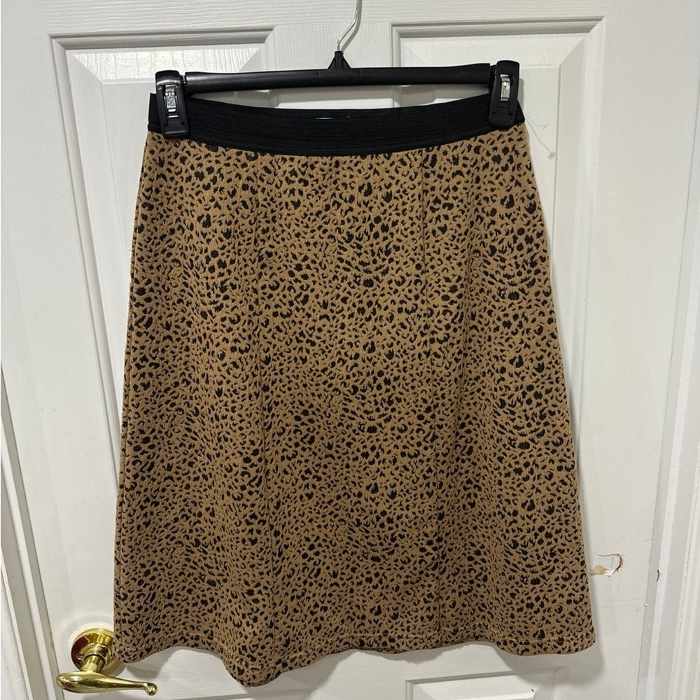 Cato Animal Print A-Line Skirt in Tan and Black